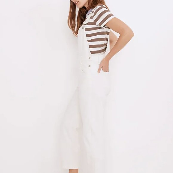 madewell white straight-leg overalls size M - Picture 2 of 4